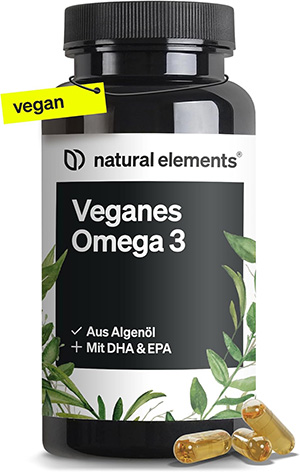 Omega 3 vegan aus Algenöl - 90 Kapseln - Hochdosiert mit hochwertigem EPA und DHA